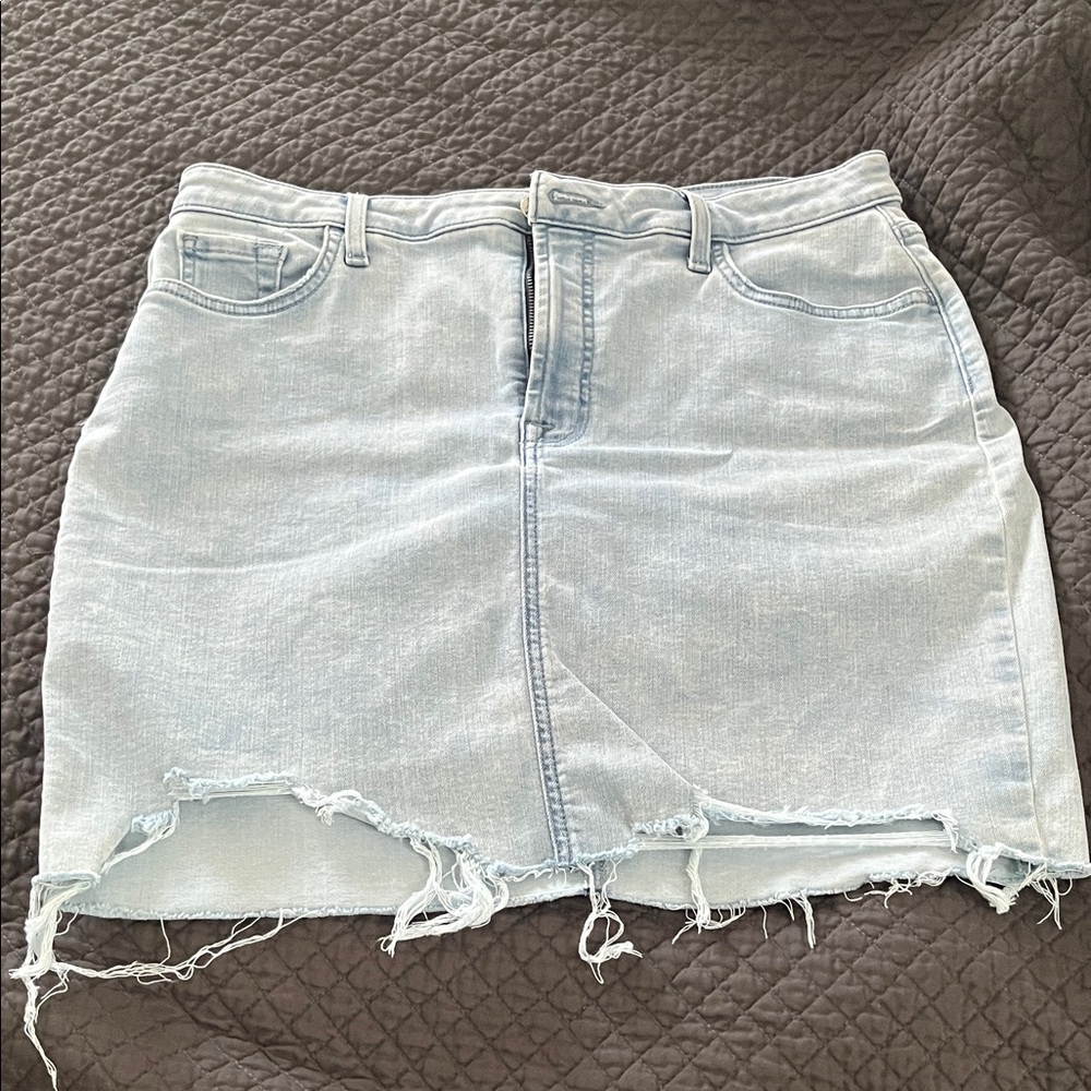7 for all mankind, Light Blue Distressed Denim Skirt